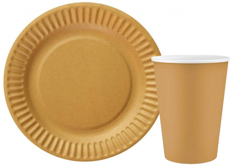 ZESTAW ZŁOTE TALERZYKI+KUBECZKI