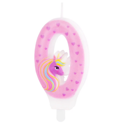 ŚWIECZKA NA TORT JEDNOROŻEC CYFRA 0