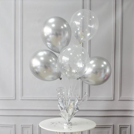 CIĘŻAREK DO BALONÓW Z PATYKAMI 72CM SREBRNY