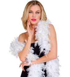 BOA Z PIÓR BIAŁE ZŁOTY POŁYSK 180 CM 50 G