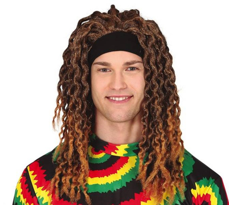 PERUKA RASTA BRĄZOWA Z OPASKĄ