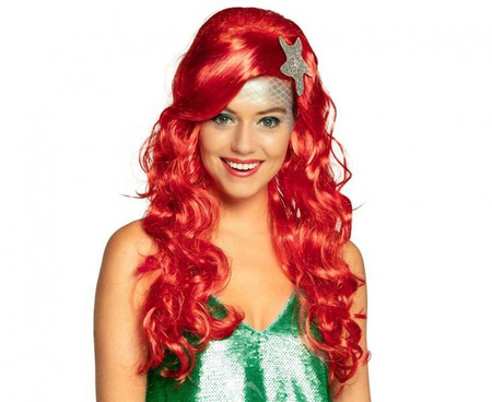 Peruka Czerwona Syrena syrenki długie kręcone czerwone włosy