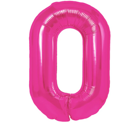 BALON FOLIOWY CYFRA 0 CIEMNORÓŻOWY 100 CM