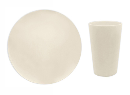 ZESTAW TALERZYKI+KUBECZKI  WIELORAZOWE BEŻOWE 