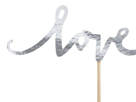 Dekoracje do muffinek Love, srebrny, 13cm (1 karton / 50 op.) (1 op. / 6 szt.)