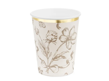 KUBECZKI PAPIEROWE KWIATY 220 ML 6 SZT BEŻOWE