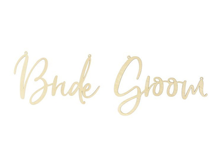 Zawieszki na krzesła - Bride Groom, naturalne drewno (1 karton / 12 op.) (1 op. / 2 szt.)