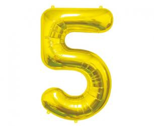 BALON FOLIOWY CYFRA 5 ZŁOTA 85 CM
