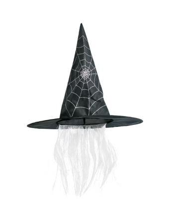 KAPELUSZ CZAROWNICY CZARNY Z WŁOSAM