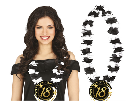 NASZYJNIK BOA CZARNO BIAŁY 18 LAT OSIEMNASTKA