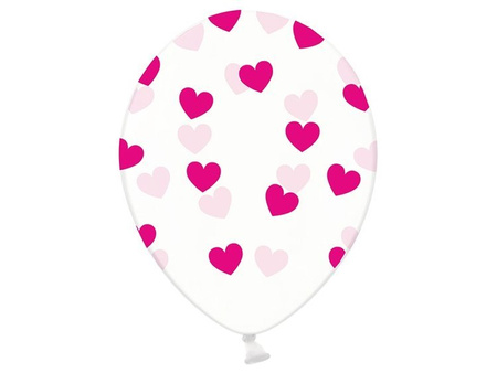 BALONY 30cm, PRZEJRZYSTE FIOLETOWE SERCA 6 szt.