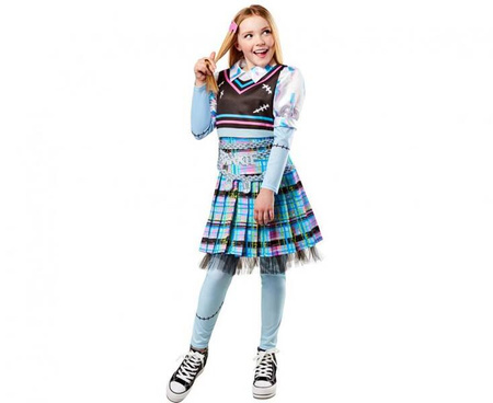 Zestaw dla dziewczynki Monster high Frankie Stein (sukienka, odpinany pasek, spinka do włosów), rozm. S