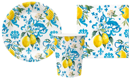 ZESTAW CYTRYNY TALERZYKI+KUBECZKI+SERWETKI