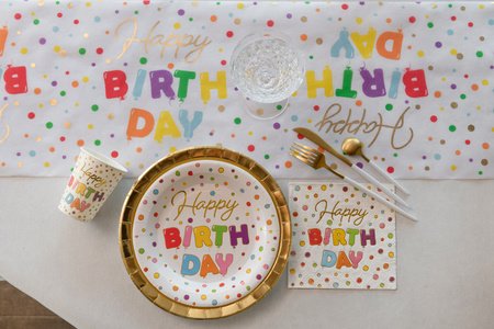 TALERZYKI PAPIEROWE HAPPY BIRTHDAY KROPKI 23 CM 10 SZT