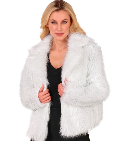 KURTKA PLUSZOWA DAMSKA BIAŁA