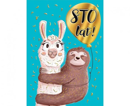 KARTKA URODZINOWA LAMA Z LENIWCEM 