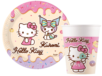 ZESTAW HELLO KITTY I KUROMI KUBECZKI+TALERZYKI