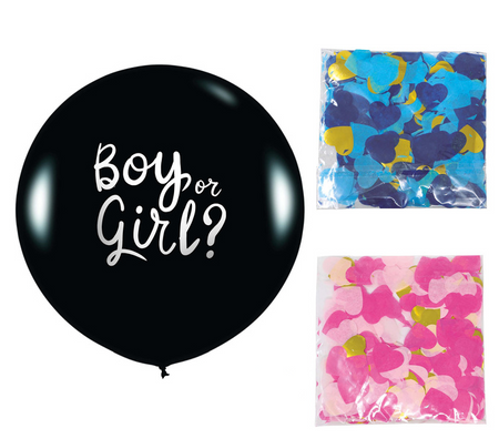 BALON "BOY OR GIRL?" CZARNY BABY SHOWER