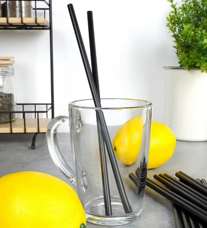 SŁOMKI WIELORAZOWE PROSTE CZARNE 20 SZT