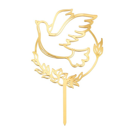 TOPPER KOMUNIA ŚWIĘTA GOŁĄB LUSTRZANY ZŁOTY IHS