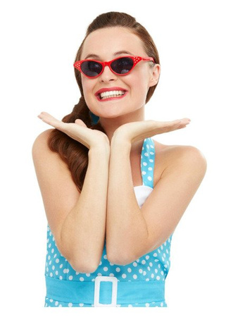 OKULARY PIN UP Z CYRKONIAMI CZERWONE