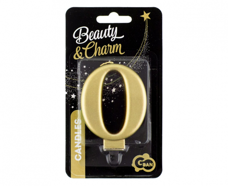 ŚWIECZKA CYFRA 0 ZŁOTA METALICZNA 8 CM