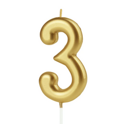 ŚWIECZKA URODZINOWA CYFRA 3 ZŁOTA 10 CM