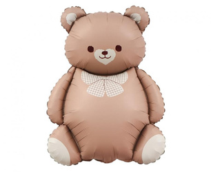 BALON FOLIOWY MIŚ Z KOKARDKĄ 65 X 47 CM