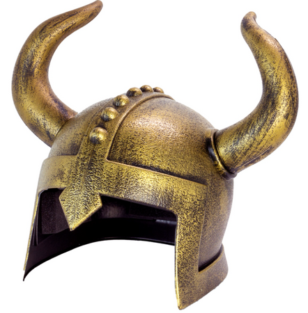 HEŁM WIKINGA ZŁOTY Z ROGAMI DLA DOROSŁYCH