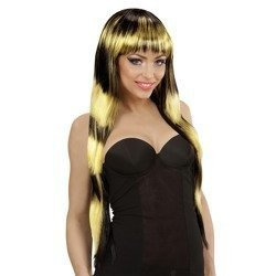 PERUKA DAMSKA Z GRZYWKĄ CZARNO-ŻÓŁTA
