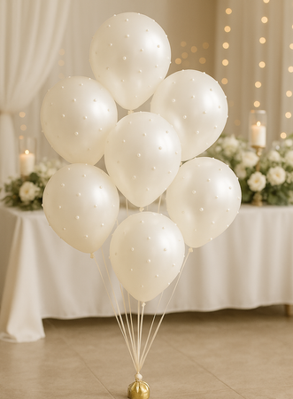 ZESTAW BALONY PERŁOWE BIAŁE I PEREŁKI 