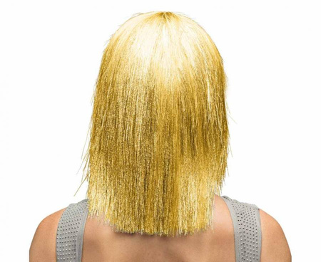 Peruka złota z grzywką włosy półdługie