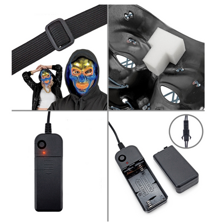 ZŁOTA MASKA CZASZKA LED