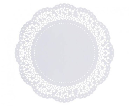 SERWETKA DEKORACYJNA BIAŁA OKRĄGŁA 30 CM 12 SZT.