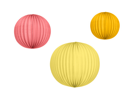 ZESTAW LAMPIONÓW PAPIEROWYCH POMARAŃCZ RÓŻ ŻÓŁTY 3 SZT