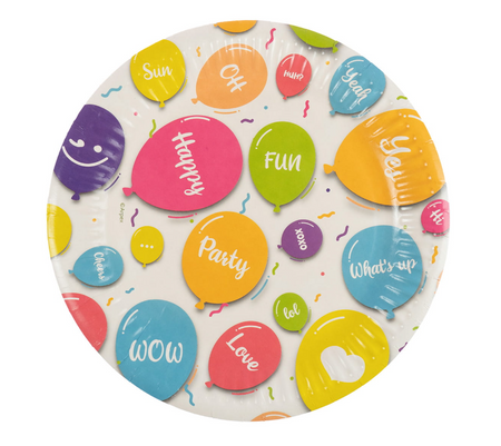 TALERZE PAPIEROWE HAPPY BALLOONS 18 CM 8 SZT