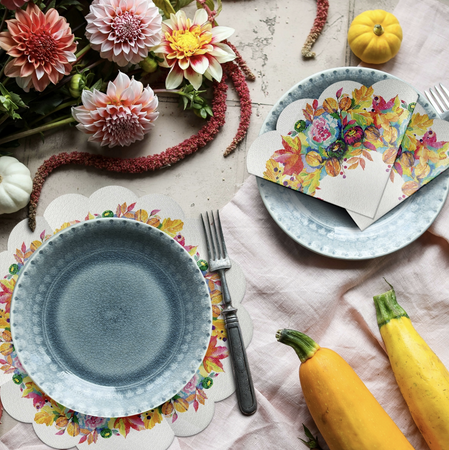 SERWETKI PAPIEROWE OKRĄGŁE JESIENNE 32 CM 12 SZT