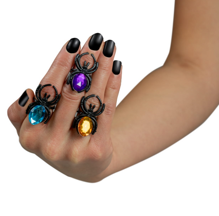 PIERŚCIONKI PAJĄKI 4 SZT HALLOWEENOWE 