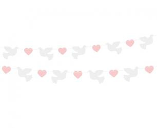 GIRLANDA PAPIEROWA GOŁĄBKI RÓŻOWE 150 CM