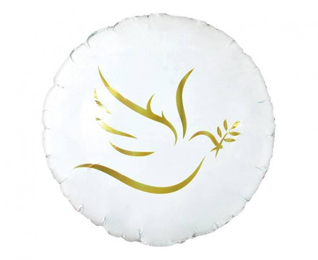 ZESTAW 3 BALONY ZŁOTE, 3 BALONY BIAŁE, STOJAK I BALON GOŁĄB