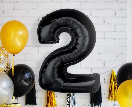 BALON FOLIOWY CYFRA 2 CZARNA 92 CM