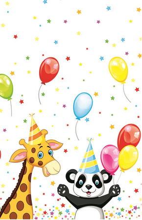 OBRUS PAPIEROWY ZWIERZĘTA URODZINY 120 X 180 CM 