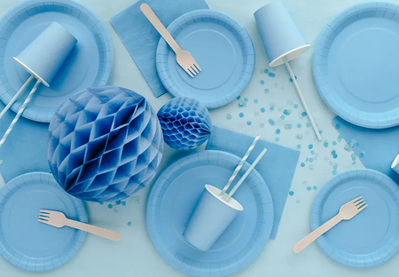 TALERZYKI PAPIEROWE JASNY NIEBIESKI 18 CM 6 SZT