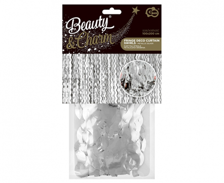 KURTYNA SPIRALE METALICZNA SREBRNA 100X200 CM