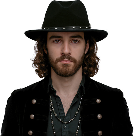 KAPELUSZ KOWBOJSKI CZARNY FILCOWY Z ĆWIEKAMI DLA DOROSŁYCH