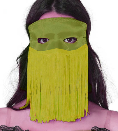 MASKA Z FRĘDZLAMI TANCERKA BRZUCHA ZIELONA