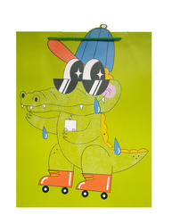 TORBA PREZENTOWA KROKODYL BROKATOWA 31X40X12 CM