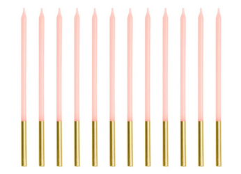 ŚWIECZKI URODZINOWE GŁADKIE RÓŻ 14 CM 12 SZT