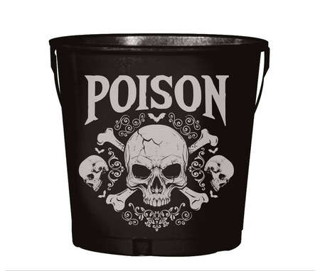 WIADRO METALOWE CZARNE Z CZASZKĄ 19 CM