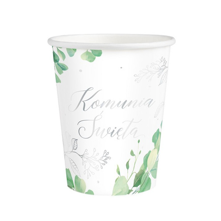KUBECZKI KOMUNIA ŚWIĘTA EUKALIPTUS SREBRNE 220 ML 6 SZT. IHS